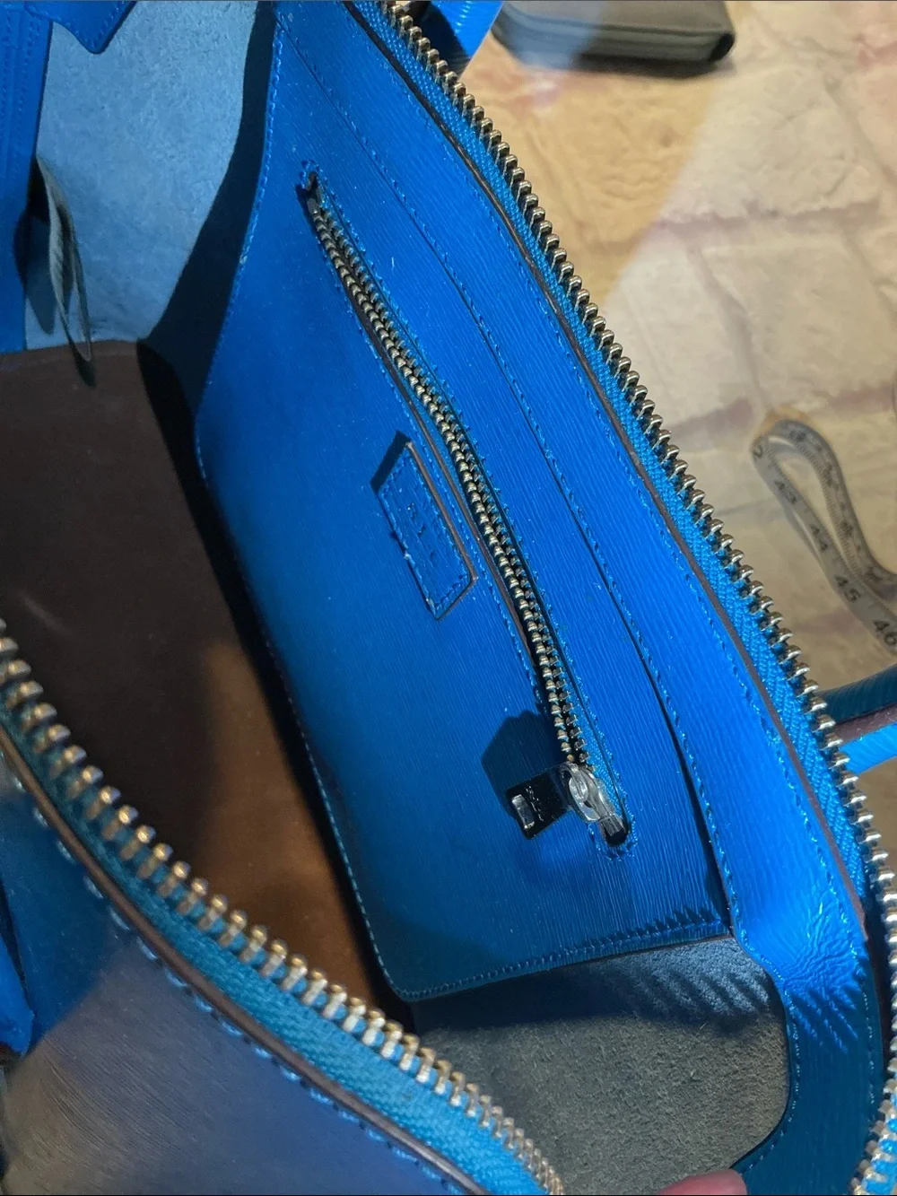 LAUREN Ralph Lauren Tate Dome Leather Vibrant Light Blue Satchel Gold Hardware